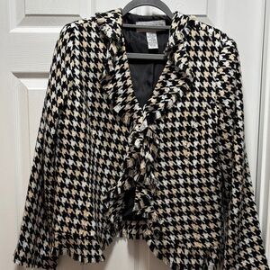 Sag Harbor Black and Cream Houndstooth Blazer